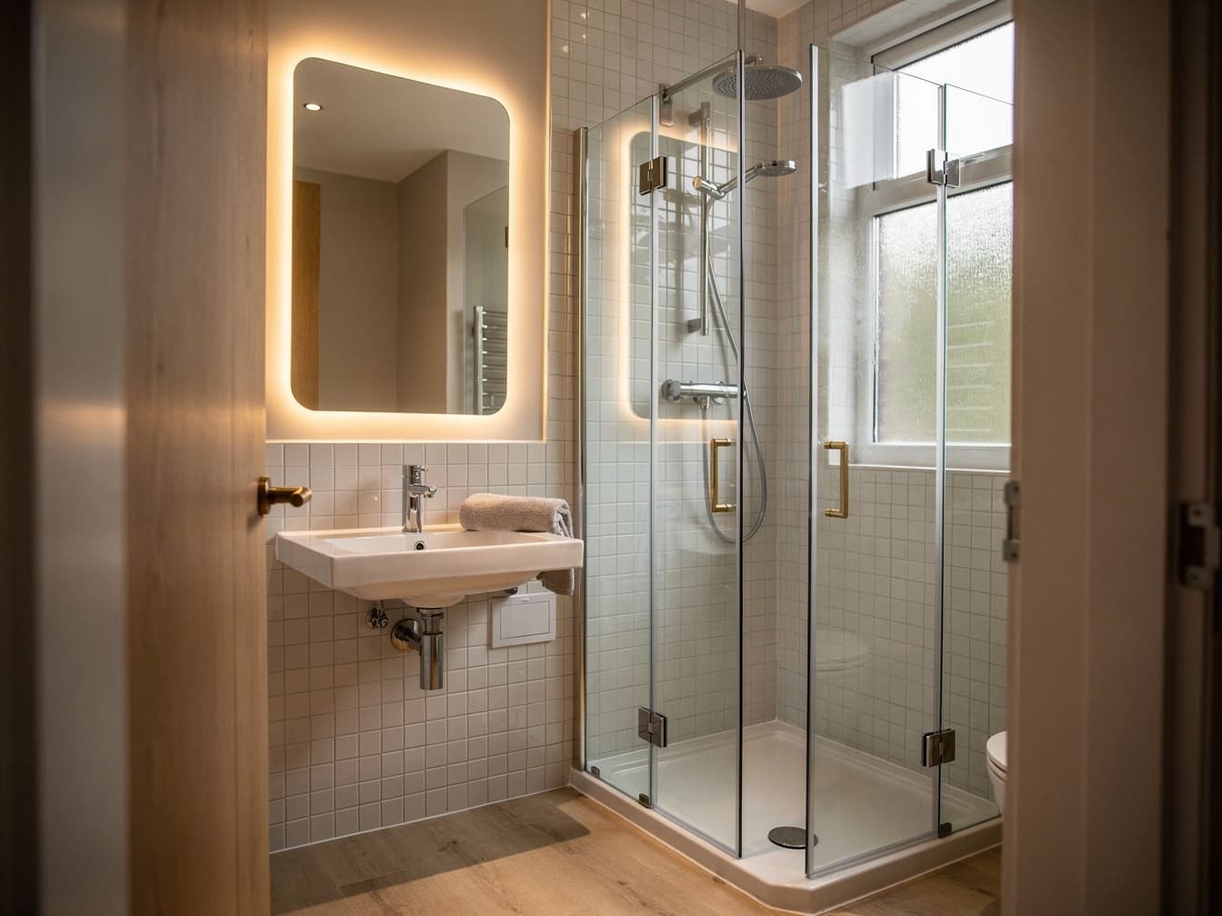 Compact en-suite bathroom